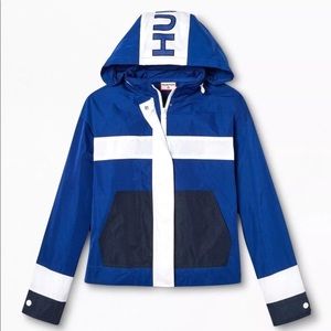 Hunter colorblock hooded windbreaker blue. M